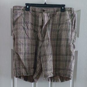 Nautica Relax Fit Plaid Shorts - Brown and Green
